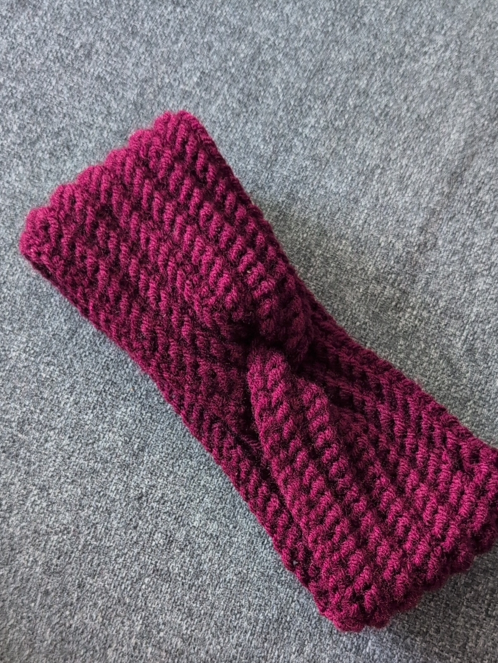 Knit Twisted Headband — Deep Berry